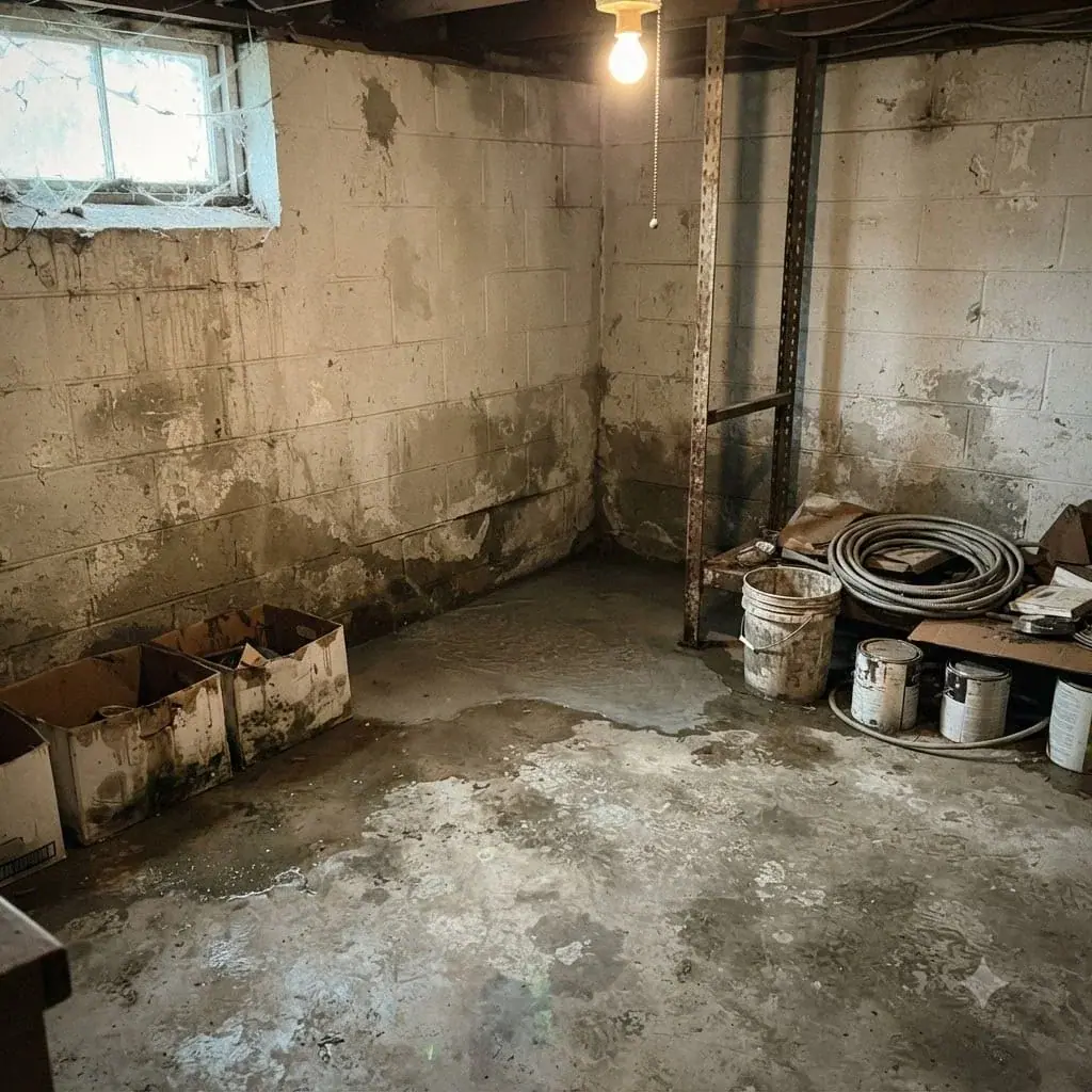 Water seeping along the bottom of a basement wall after heavy rain